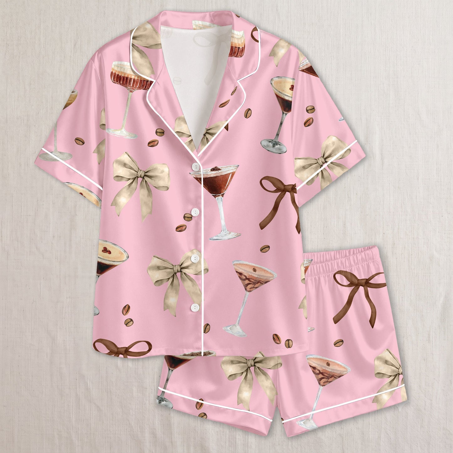 PJ-011-Espresso Martini Coffee Bean Silk Pajama Set