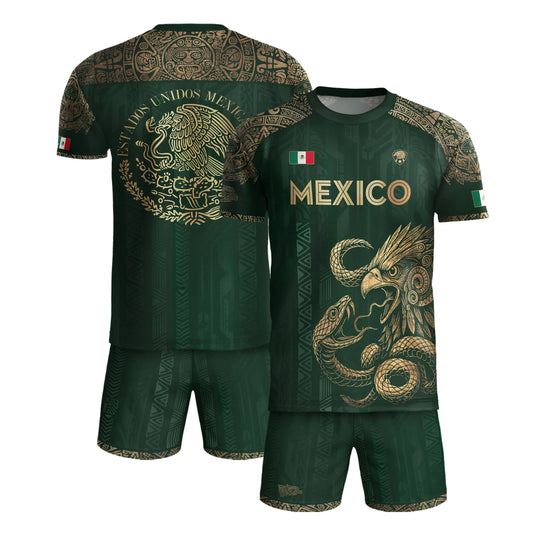 SJ-339-Mexican Pride Warrior Graphic Tee Collection, Premium Aztec Pattern Jersey Top Apparel Pack