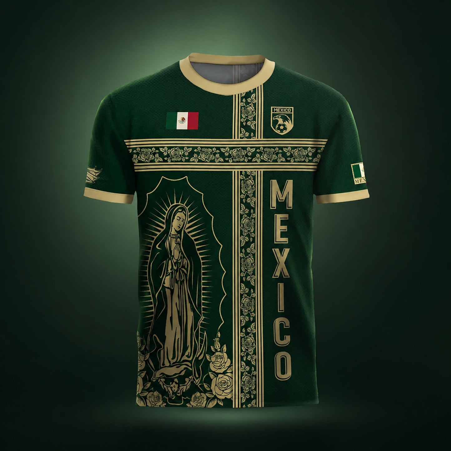 SJ-341-Mexican Culture Graphic Football Set, Vintage Aztec Eagle Pattern Team Jerseys