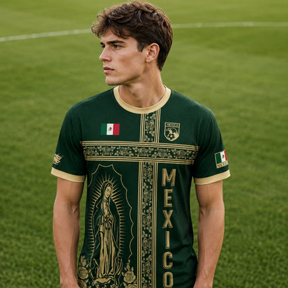 SJ-341-Mexican Culture Graphic Football Set, Vintage Aztec Eagle Pattern Team Jerseys