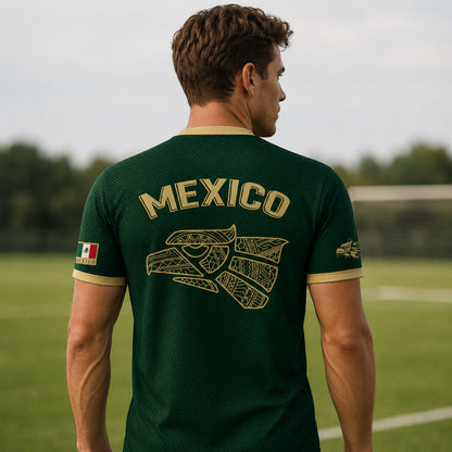 SJ-341-Mexican Culture Graphic Football Set, Vintage Aztec Eagle Pattern Team Jerseys