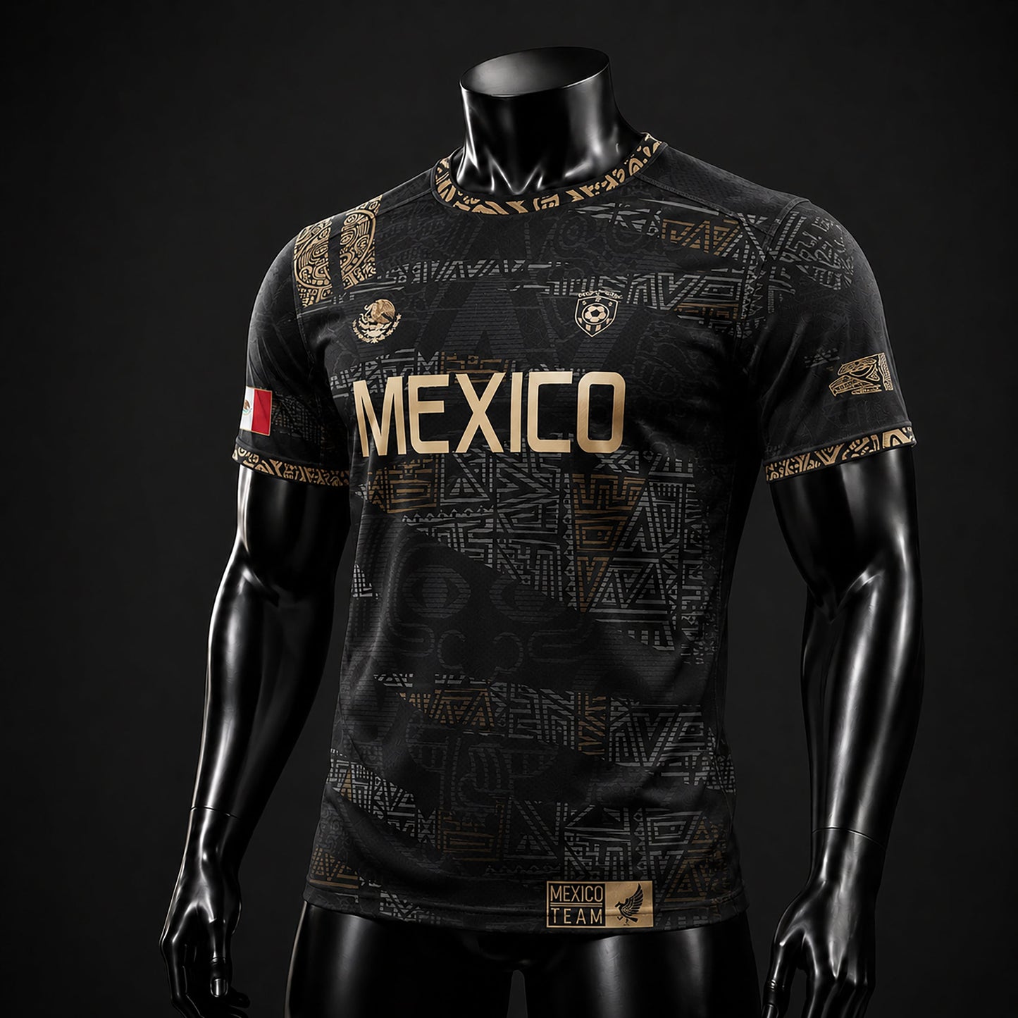 SJ-344-Adult/Youth Mexico Aztec Eagle Soccer Jersey Set, Matching Shorts Graphic Football Sportswear Outfit