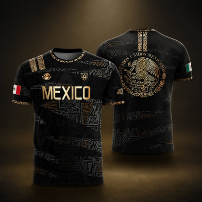 SJ-344-Adult/Youth Mexico Aztec Eagle Soccer Jersey Set, Matching Shorts Graphic Football Sportswear Outfit