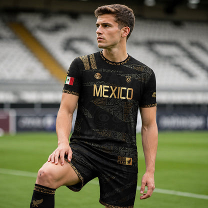 SJ-344-Adult/Youth Mexico Aztec Eagle Soccer Jersey Set, Matching Shorts Graphic Football Sportswear Outfit