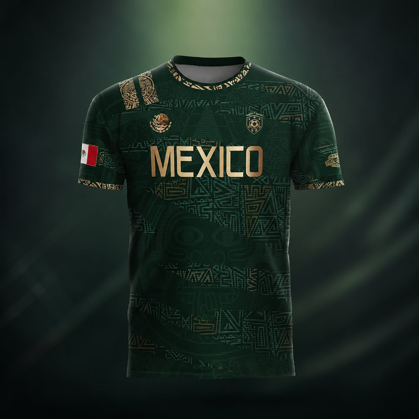 SJ-344-Adult/Youth Mexico Aztec Eagle Soccer Jersey Set, Matching Shorts Graphic Football Sportswear Outfit
