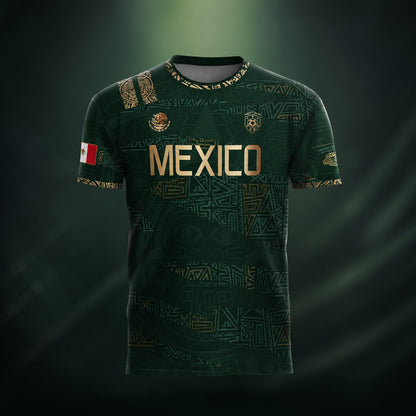 SJ-344-Adult/Youth Mexico Aztec Eagle Soccer Jersey Set, Matching Shorts Graphic Football Sportswear Outfit