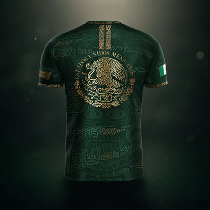 SJ-344-Adult/Youth Mexico Aztec Eagle Soccer Jersey Set, Matching Shorts Graphic Football Sportswear Outfit