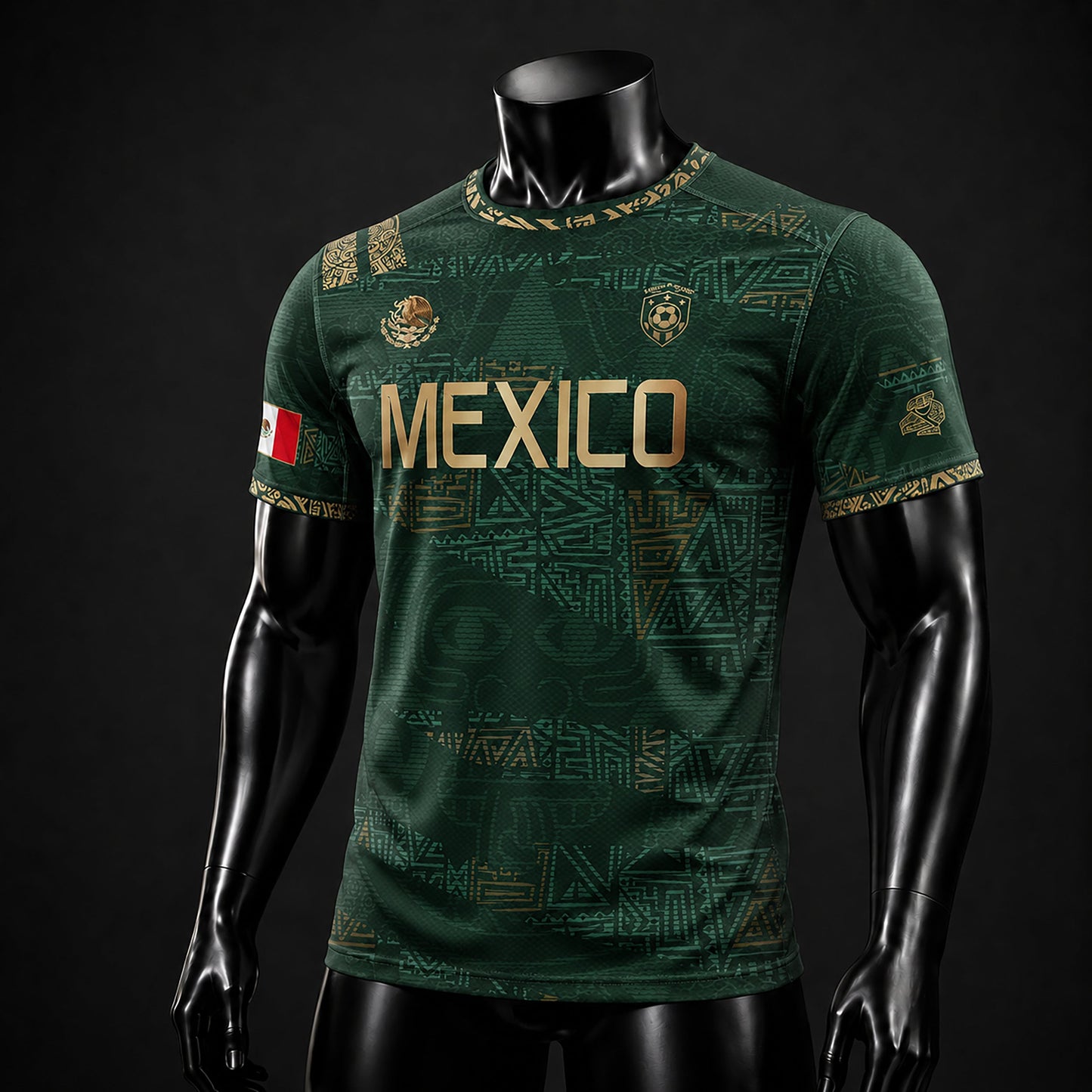 SJ-344-Adult/Youth Mexico Aztec Eagle Soccer Jersey Set, Matching Shorts Graphic Football Sportswear Outfit