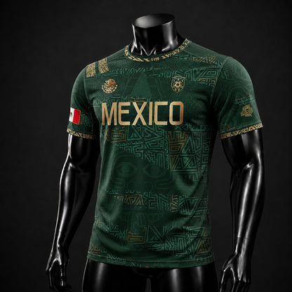SJ-344-Adult/Youth Mexico Aztec Eagle Soccer Jersey Set, Matching Shorts Graphic Football Sportswear Outfit