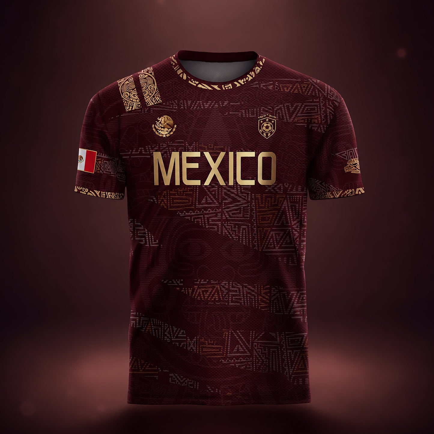 SJ-344-Adult/Youth Mexico Aztec Eagle Soccer Jersey Set, Matching Shorts Graphic Football Sportswear Outfit