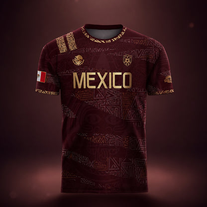 SJ-344-Adult/Youth Mexico Aztec Eagle Soccer Jersey Set, Matching Shorts Graphic Football Sportswear Outfit