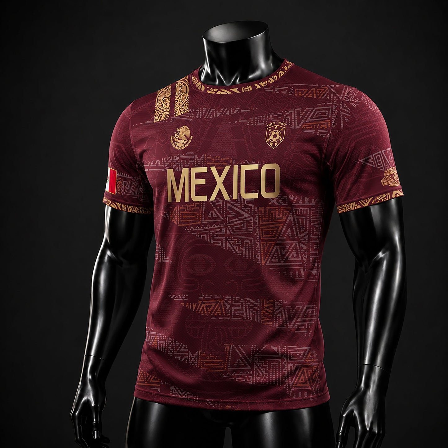 SJ-344-Adult/Youth Mexico Aztec Eagle Soccer Jersey Set, Matching Shorts Graphic Football Sportswear Outfit