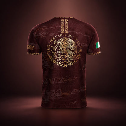 SJ-344-Adult/Youth Mexico Aztec Eagle Soccer Jersey Set, Matching Shorts Graphic Football Sportswear Outfit