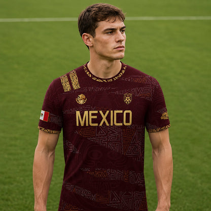 SJ-344-Adult/Youth Mexico Aztec Eagle Soccer Jersey Set, Matching Shorts Graphic Football Sportswear Outfit