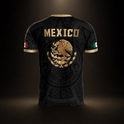 SJ-345-Repeating Mexican Heritage Printed Football Uniform, Shorts Colorful Tribal Warrior Match Day Coordinates