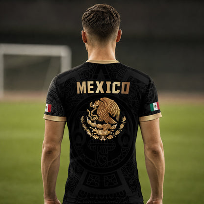 SJ-345-Repeating Mexican Heritage Printed Football Uniform, Shorts Colorful Tribal Warrior Match Day Coordinates