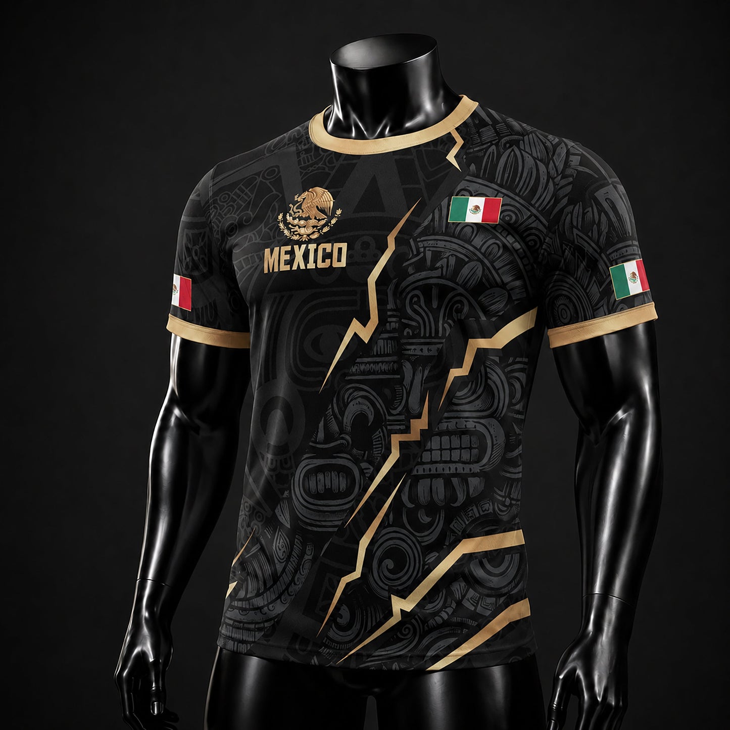 SJ-345-Repeating Mexican Heritage Printed Football Uniform, Shorts Colorful Tribal Warrior Match Day Coordinates