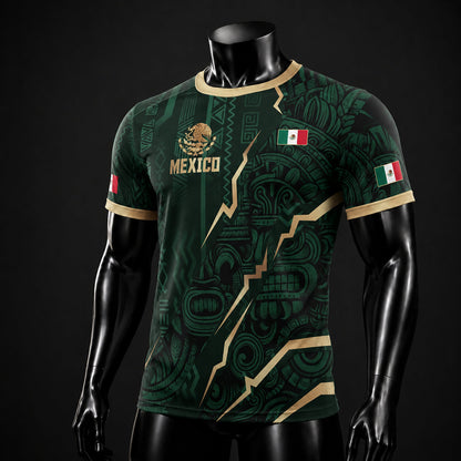SJ-345-Repeating Mexican Heritage Printed Football Uniform, Shorts Colorful Tribal Warrior Match Day Coordinates
