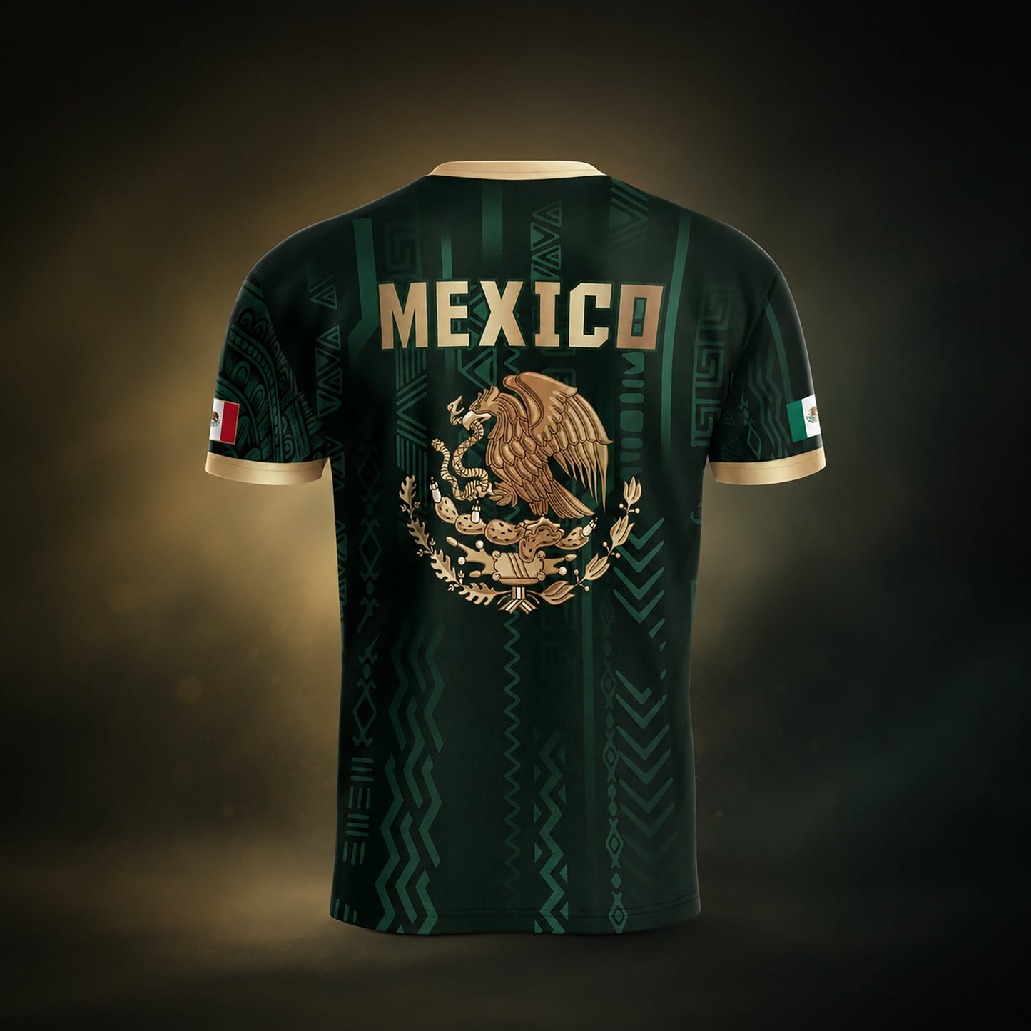 SJ-345-Repeating Mexican Heritage Printed Football Uniform, Shorts Colorful Tribal Warrior Match Day Coordinates