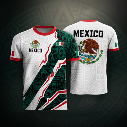 SJ-345-Repeating Mexican Heritage Printed Football Uniform, Shorts Colorful Tribal Warrior Match Day Coordinates