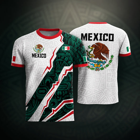 SJ-345-Repeating Mexican Heritage Printed Football Uniform, Shorts Colorful Tribal Warrior Match Day Coordinates