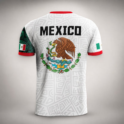 SJ-345-Repeating Mexican Heritage Printed Football Uniform, Shorts Colorful Tribal Warrior Match Day Coordinates