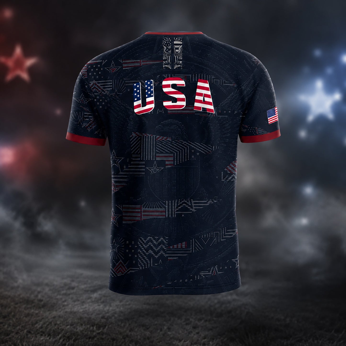 SJ-449-USA National Team Patriotic Flag Graphic Dark Navy Blue Football Soccer Jersey Uniform Set