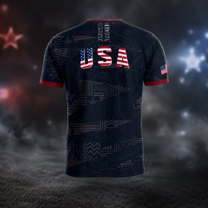 SJ-449-USA National Team Patriotic Flag Graphic Dark Navy Blue Football Soccer Jersey Uniform Set