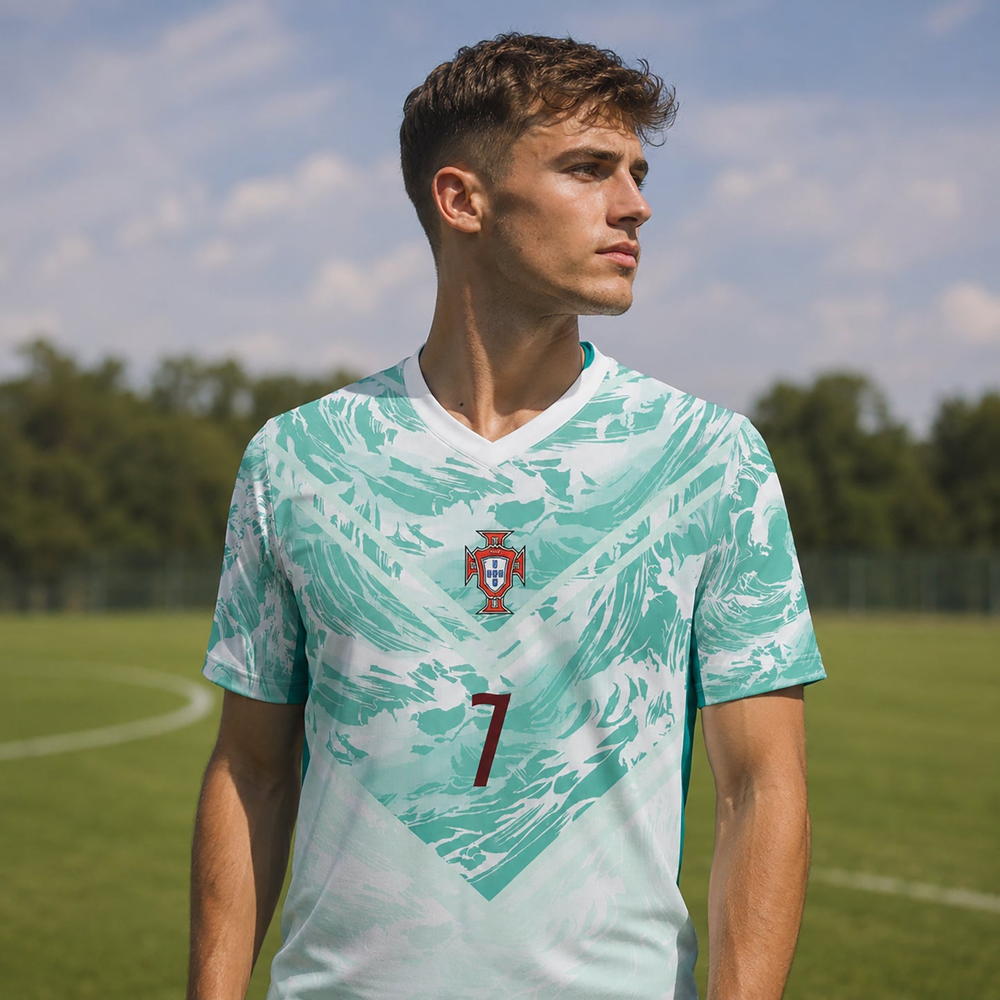 SJ-450,451-Adult/Youth Portugal National Team Home And Away Soccer Kit Set Featuring Ronaldo Player Signature Print