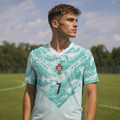 SJ-450,451-Adult/Youth Portugal National Team Home And Away Soccer Kit Set Featuring Ronaldo Player Signature Print