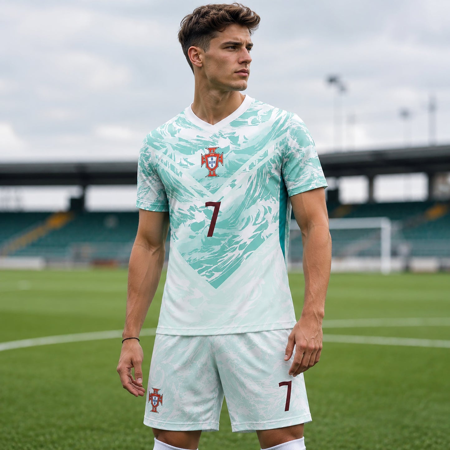 SJ-450,451-Adult/Youth Portugal National Team Home And Away Soccer Kit Set Featuring Ronaldo Player Signature Print