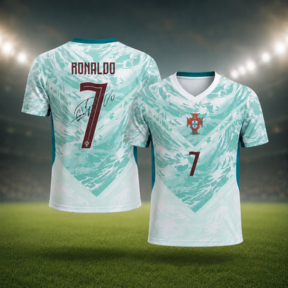 SJ-450,451-Adult/Youth Portugal National Team Home And Away Soccer Kit Set Featuring Ronaldo Player Signature Print