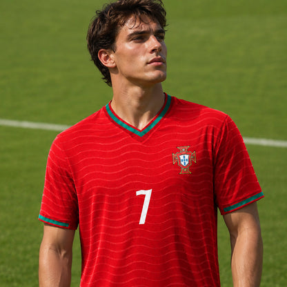 SJ-450,451-Adult/Youth Portugal National Team Home And Away Soccer Kit Set Featuring Ronaldo Player Signature Print