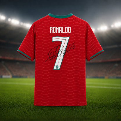 SJ-450,451-Adult/Youth Portugal National Team Home And Away Soccer Kit Set Featuring Ronaldo Player Signature Print