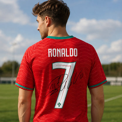 SJ-450,451-Adult/Youth Portugal National Team Home And Away Soccer Kit Set Featuring Ronaldo Player Signature Print
