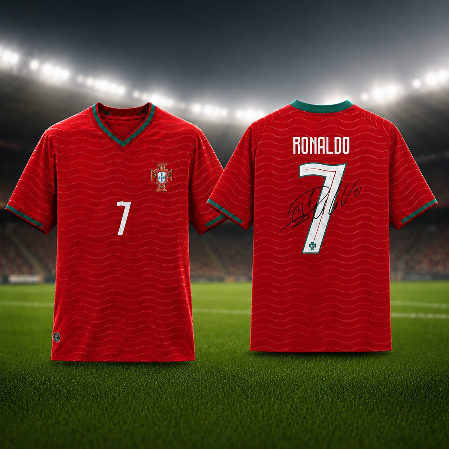 SJ-450,451-Adult/Youth Portugal National Team Home And Away Soccer Kit Set Featuring Ronaldo Player Signature Print