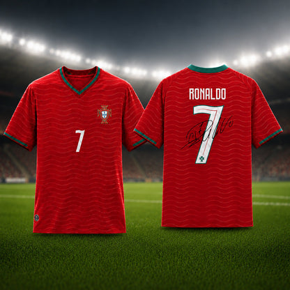 SJ-450,451-Adult/Youth Portugal National Team Home And Away Soccer Kit Set Featuring Ronaldo Player Signature Print