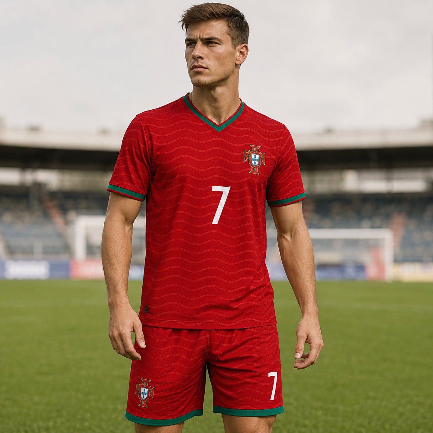 SJ-450,451-Adult/Youth Portugal National Team Home And Away Soccer Kit Set Featuring Ronaldo Player Signature Print