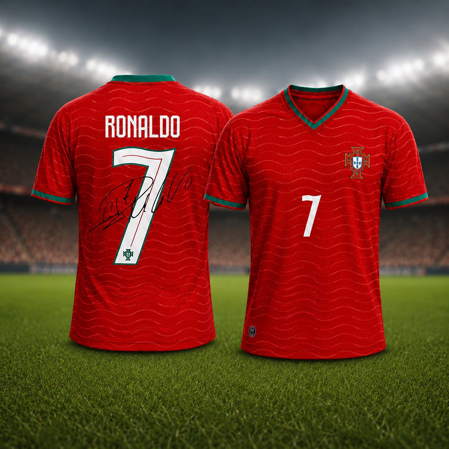 SJ-450,451-Adult/Youth Portugal National Team Home And Away Soccer Kit Set Featuring Ronaldo Player Signature Print