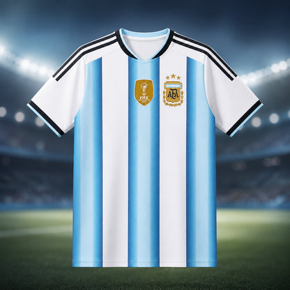 SJ-454-Adult/Youth Argentina Home And Away Soccer Uniform Set Featuring Printed Messi Autograph On The Back