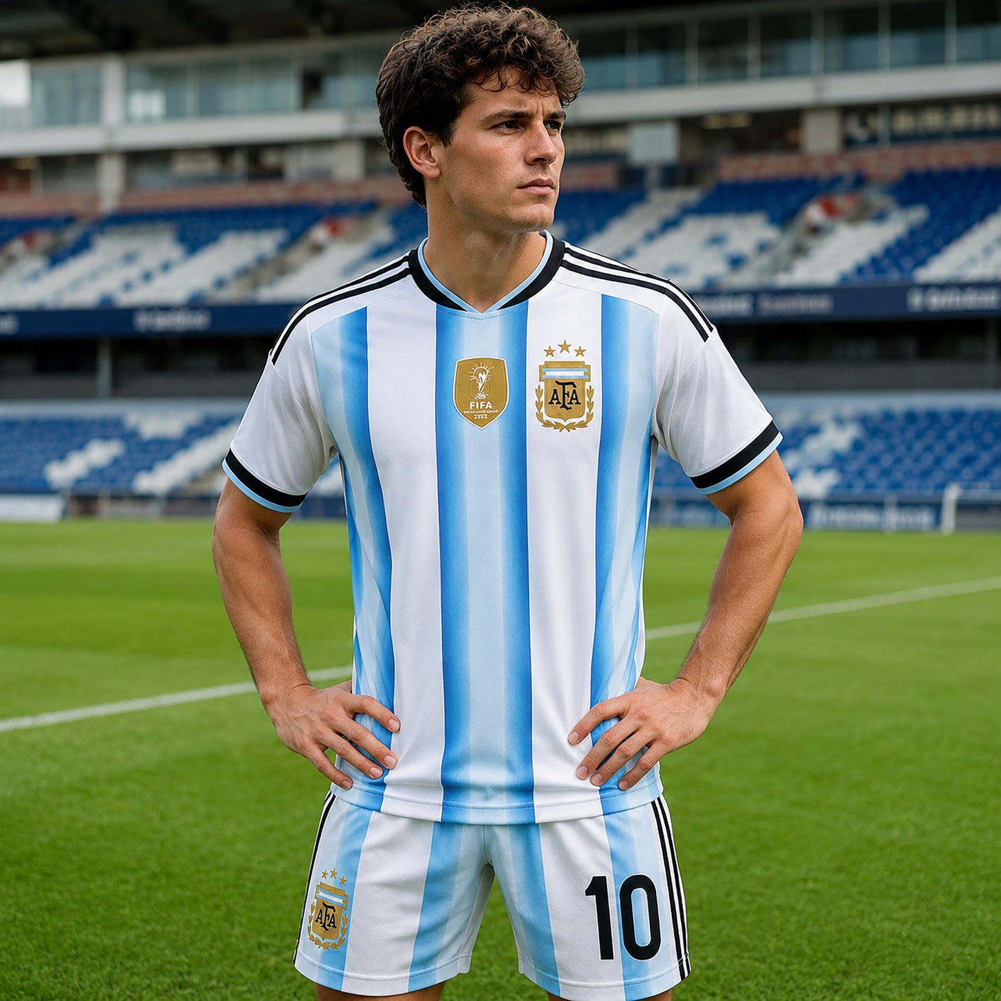 SJ-454-Adult/Youth Argentina Home And Away Soccer Uniform Set Featuring Printed Messi Autograph On The Back