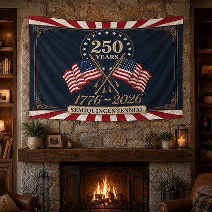 FLG-279-250 Years American Semiquincentennial Patriotic Garden House Flag Combo, 1776-2026 United States Celebration Banner