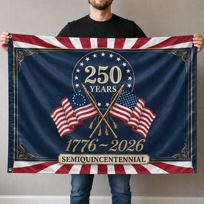 FLG-279-250 Years American Semiquincentennial Patriotic Garden House Flag Combo, 1776-2026 United States Celebration Banner