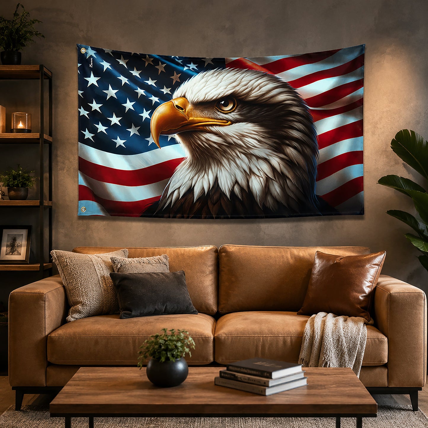 FLG-369-Patriotic American Flag Bald Eagle Banner Outdoor United States Independence Day House Yard Decor