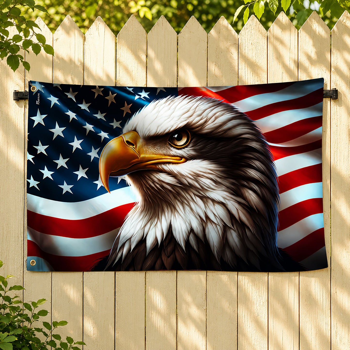 FLG-369-Patriotic American Flag Bald Eagle Banner Outdoor United States Independence Day House Yard Decor