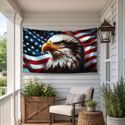 FLG-369-Patriotic American Flag Bald Eagle Banner Outdoor United States Independence Day House Yard Decor