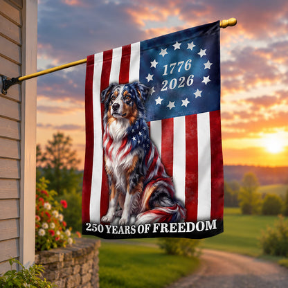 FLG-371-American 250 Years Dog Flag, Betsy Ross Style Independence Day Yard Lawn Banner