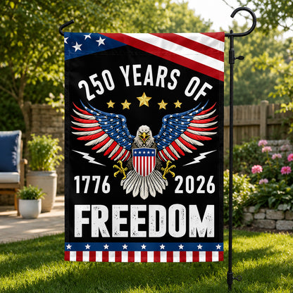 FLG-373-Black Patriotic USA Flag, United States Semiquincentennial 250th Anniversary Eagle Banner Outdoor Decoration