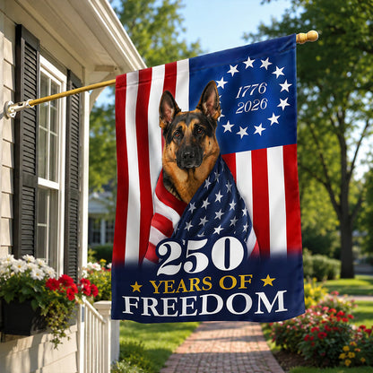 FLG-377-United States 250th Anniversary Flag, Large Commemorative German Shepherd Star Spangled Banner Outdoor Decoration