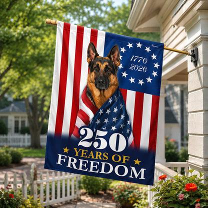 FLG-377-United States 250th Anniversary Flag, Large Commemorative German Shepherd Star Spangled Banner Outdoor Decoration